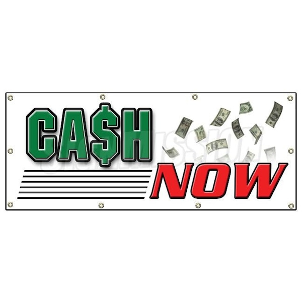 Signmission CASH NOW BANNER SIGN payday advance title pawn shop for gold B-96 Cash Now - main